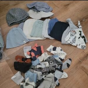 H&M Baby Hat and Sock Set - Blue & White Stripes